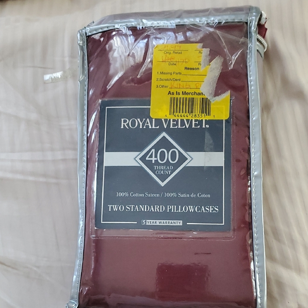 Set Of Two King Burgundy Pillow Cases